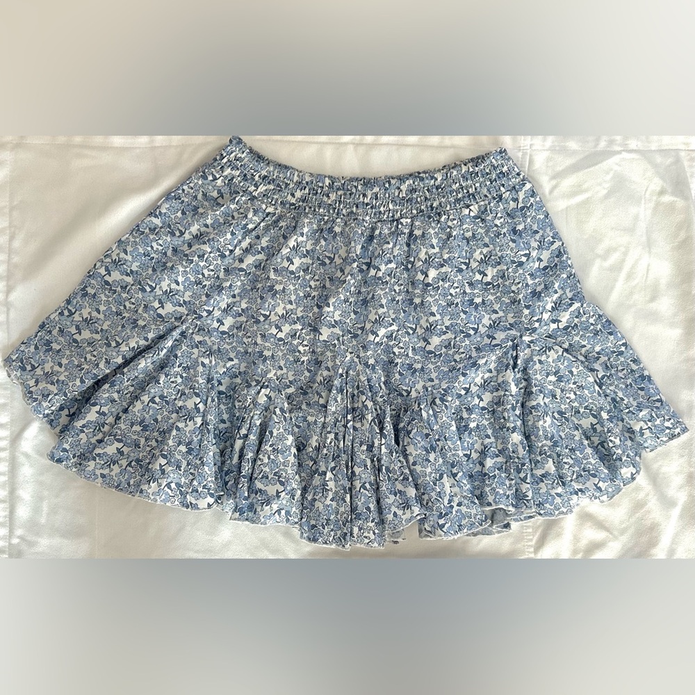 Vintage Havana Blue and White Ruffled Mini Skirt